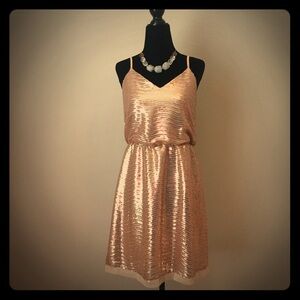 Elegant Sequin Mini Dress - Rose Gold